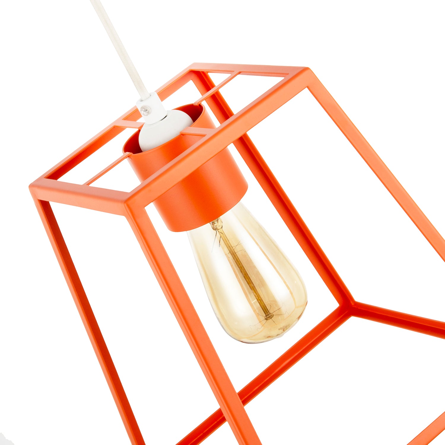 Industrial Lantern Lamp Shade in Orange with Square Top and Bottom Image 3