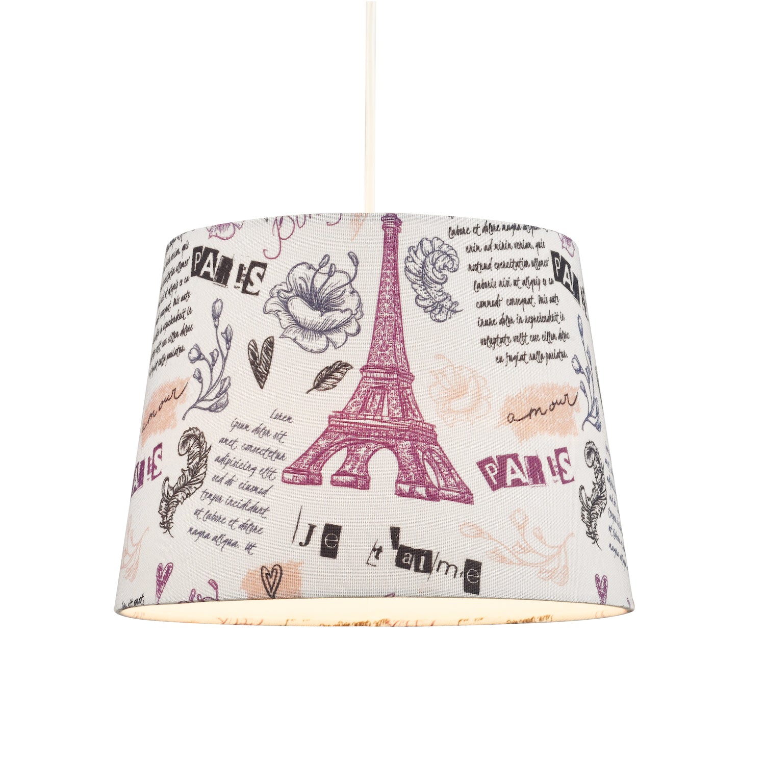 Paris France Theme Linen Drum Lampshade with Eiffel Tower Decor and Inner Lining Image 5