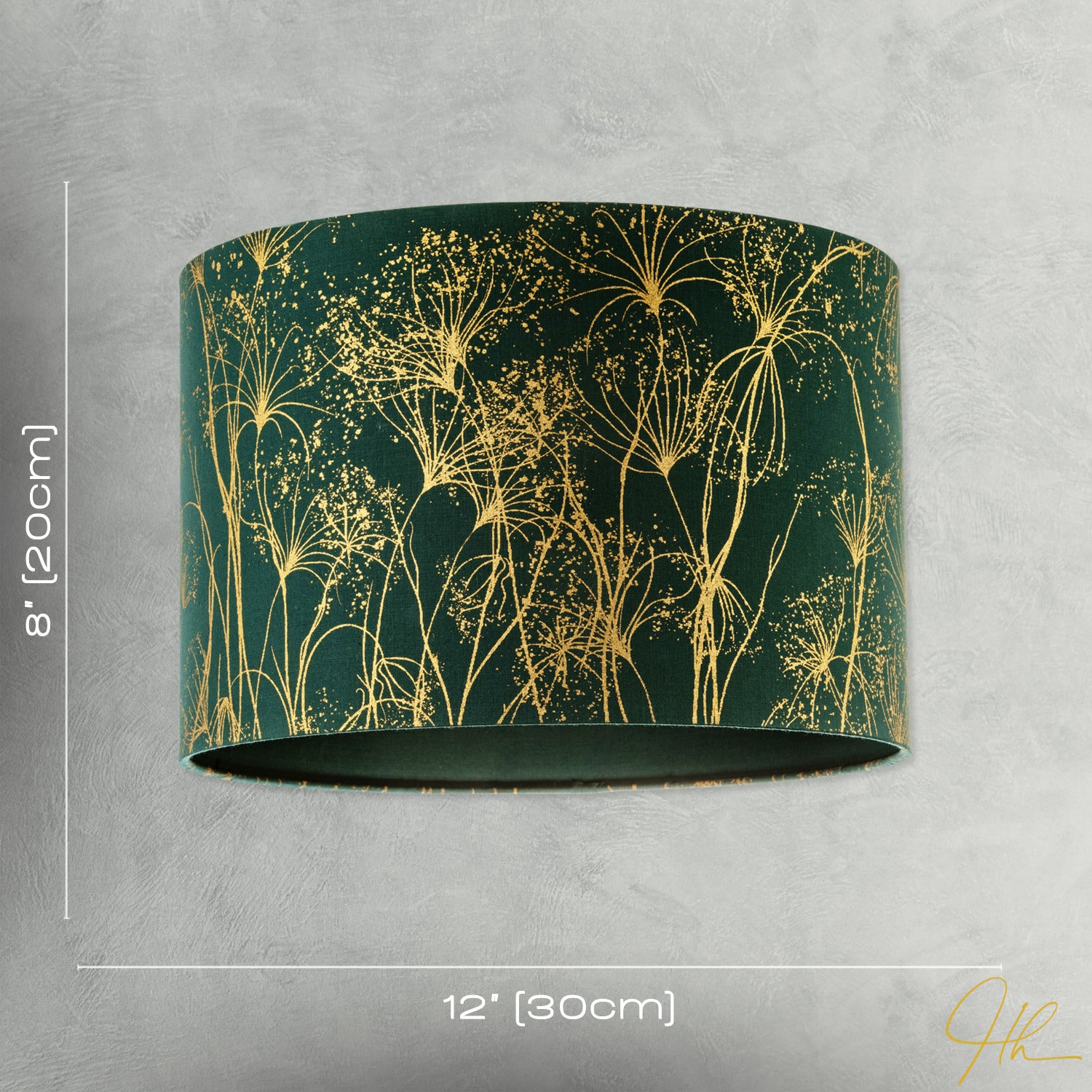Deep Emerald Forest Green Lamp Shade with Botanical Gold Foil Print Image 7