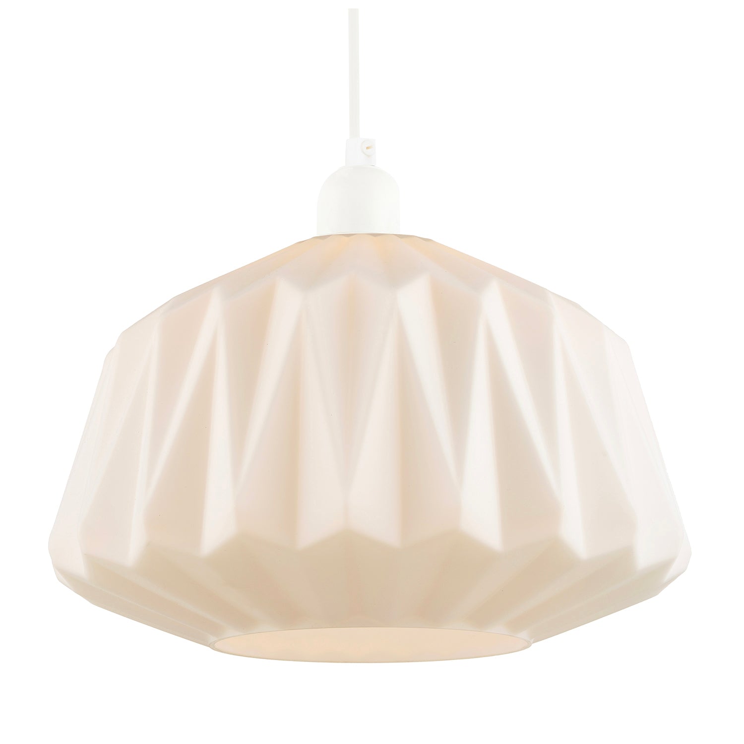 Designer Opal White Glass Pendant Shade with Triangular Shaped Grooves Image 2