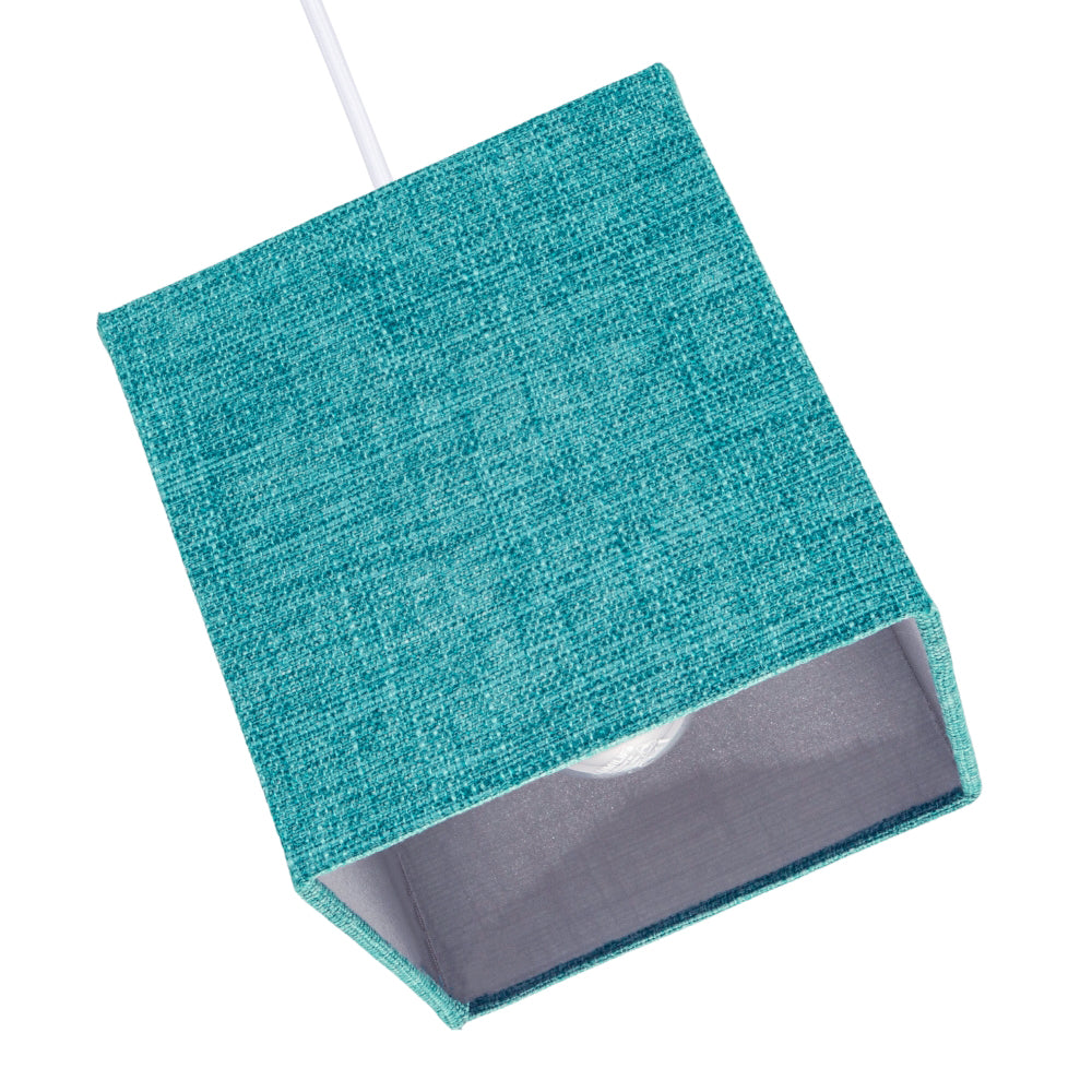 Contemporary and Sleek Teal Linen Fabric Small Square Lamp Shade 40w Maximum Image 4