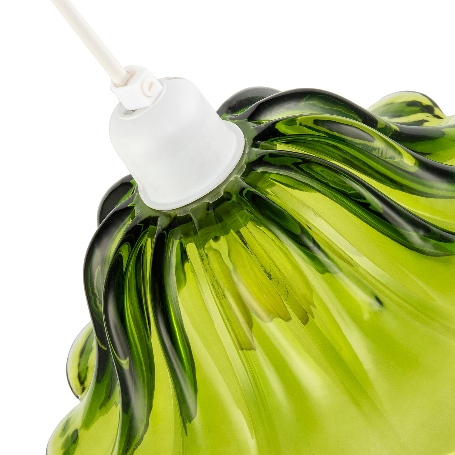 Modern Scallop Moulded Glass Pendant Light Shade in Deep Forest Green Image 4