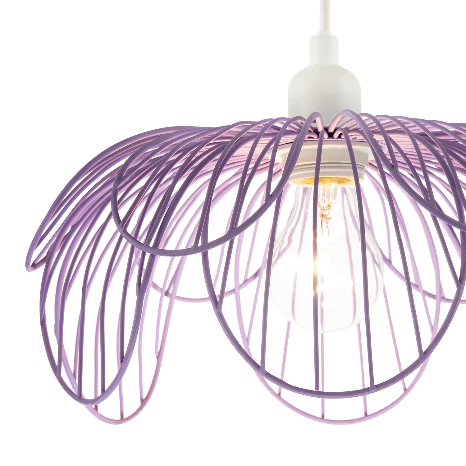 Mate Lilac Metal Wire Overlapping Petal Ceiling Pendant Light Shade Image 3