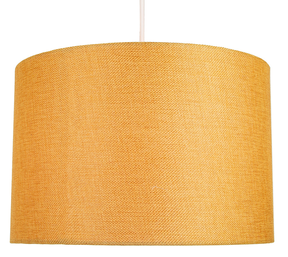 Contemporary and Sleek 12 Inch Ochre Linen Fabric Drum Lamp Shade 60w Maximum Image 2