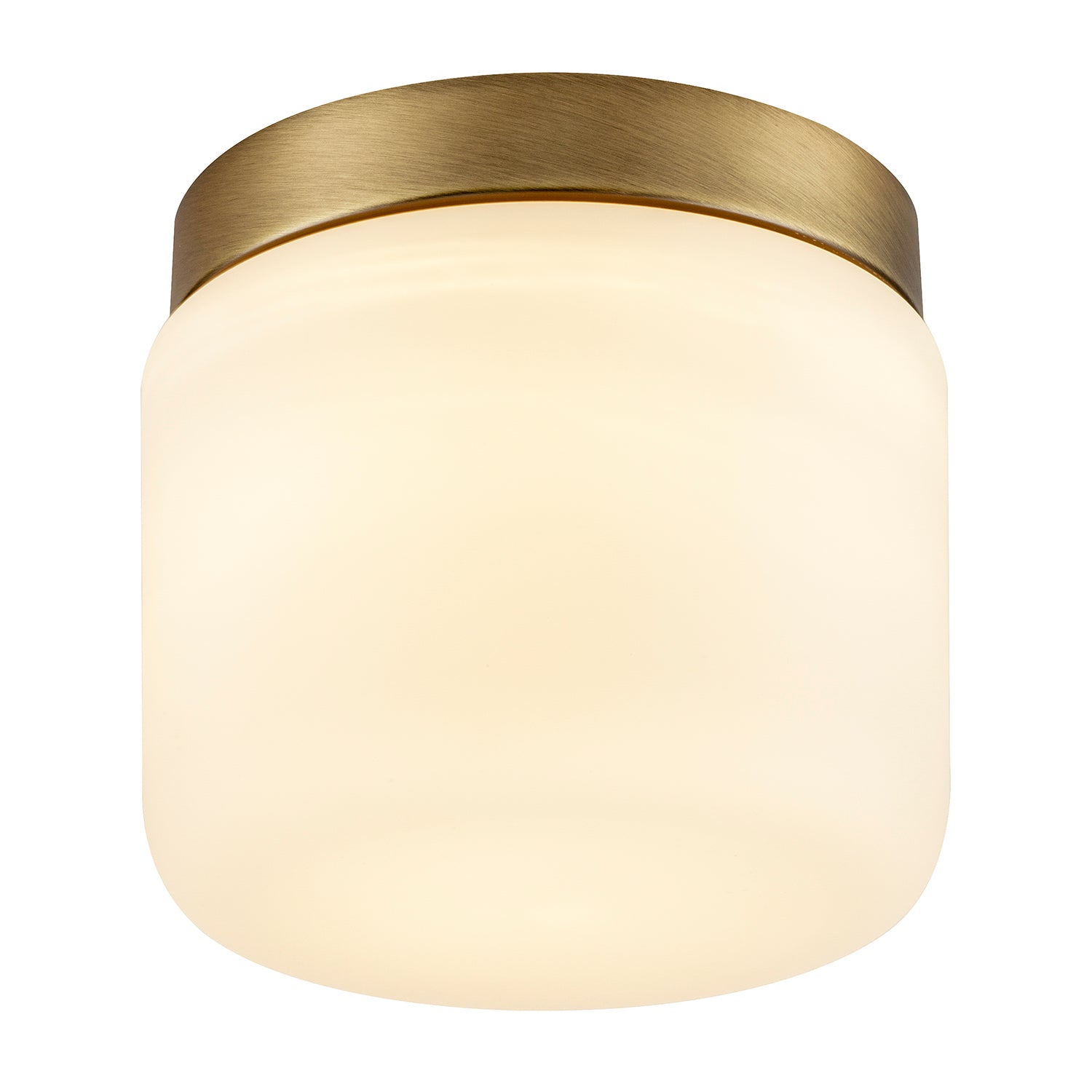 Modern Bathroom LED Ceiling Light in Antique Brass with Glass Shade Image 4
