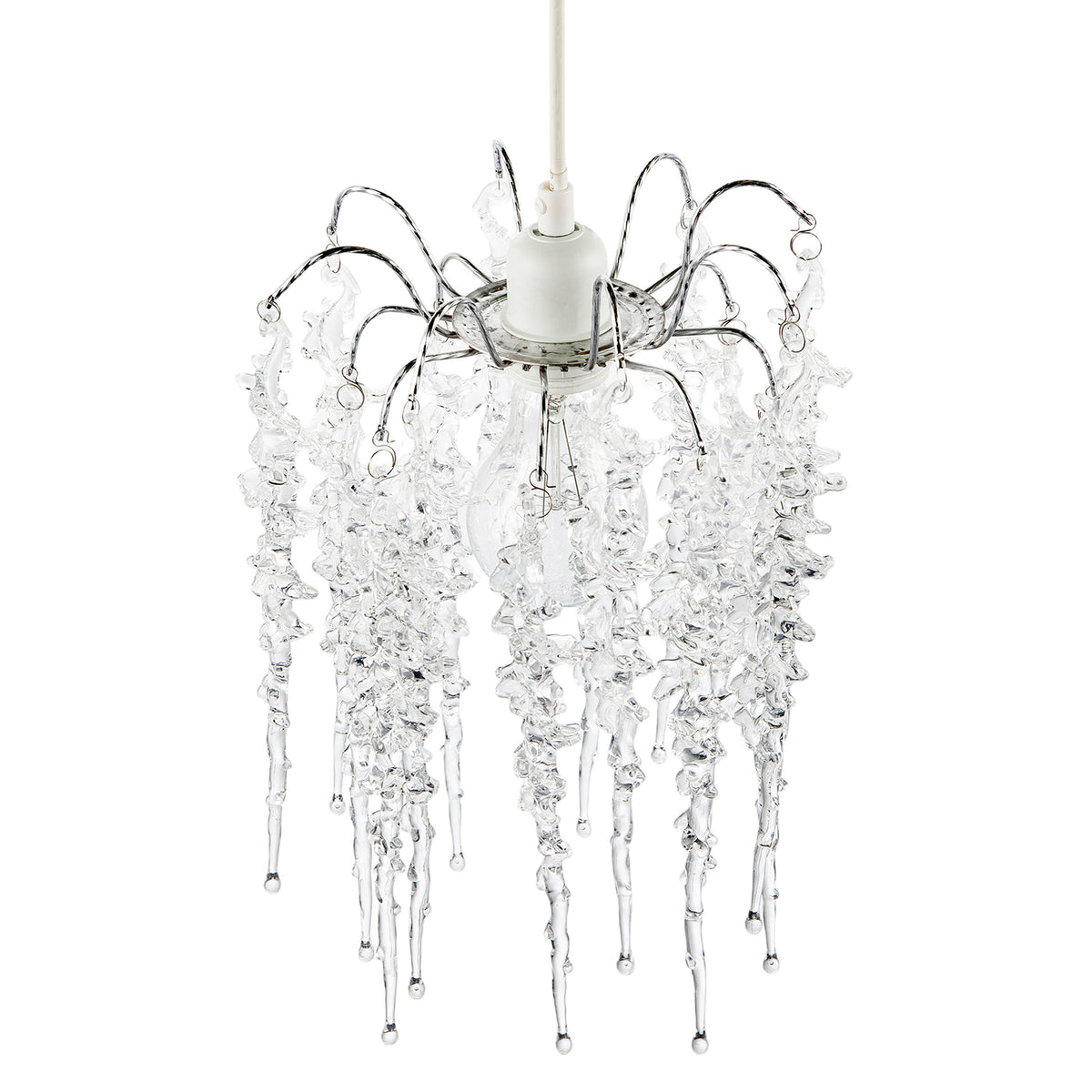 Waterfall Style Pendant Light Shade with Cascading Clear Icicle Drops Image 3