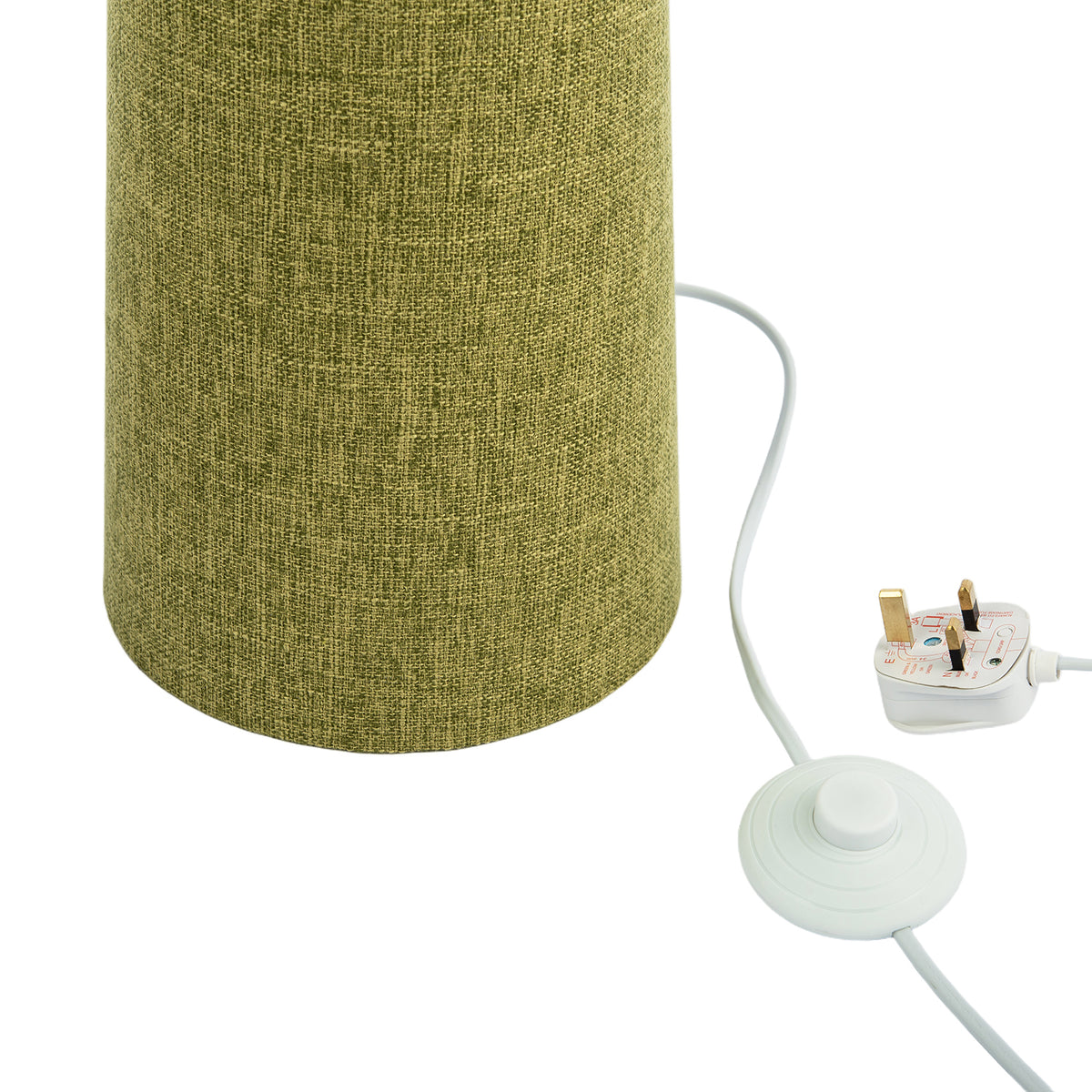 Modern Olive Green Linen Fabric Floor Lamp with Drum Shade and Base Image 4