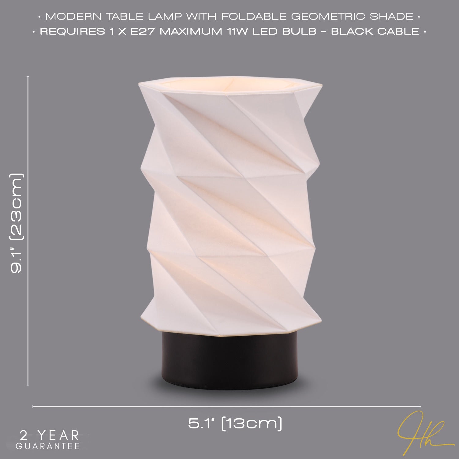 Modern Unique Matte Black Table Lamp with Foldable White Geometric Shade Image 5
