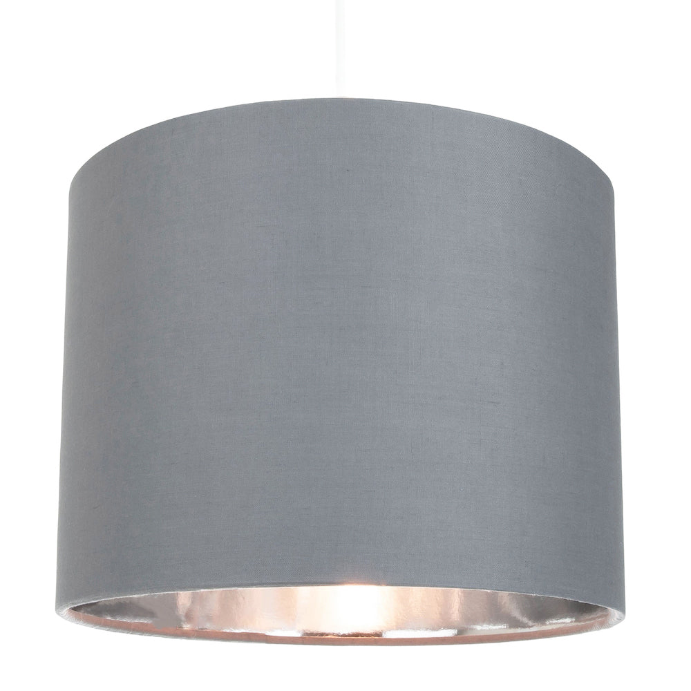 Contemporary Grey Cotton 10" Table/Pendant Lamp Shade with Shiny Silver Inner Image 5