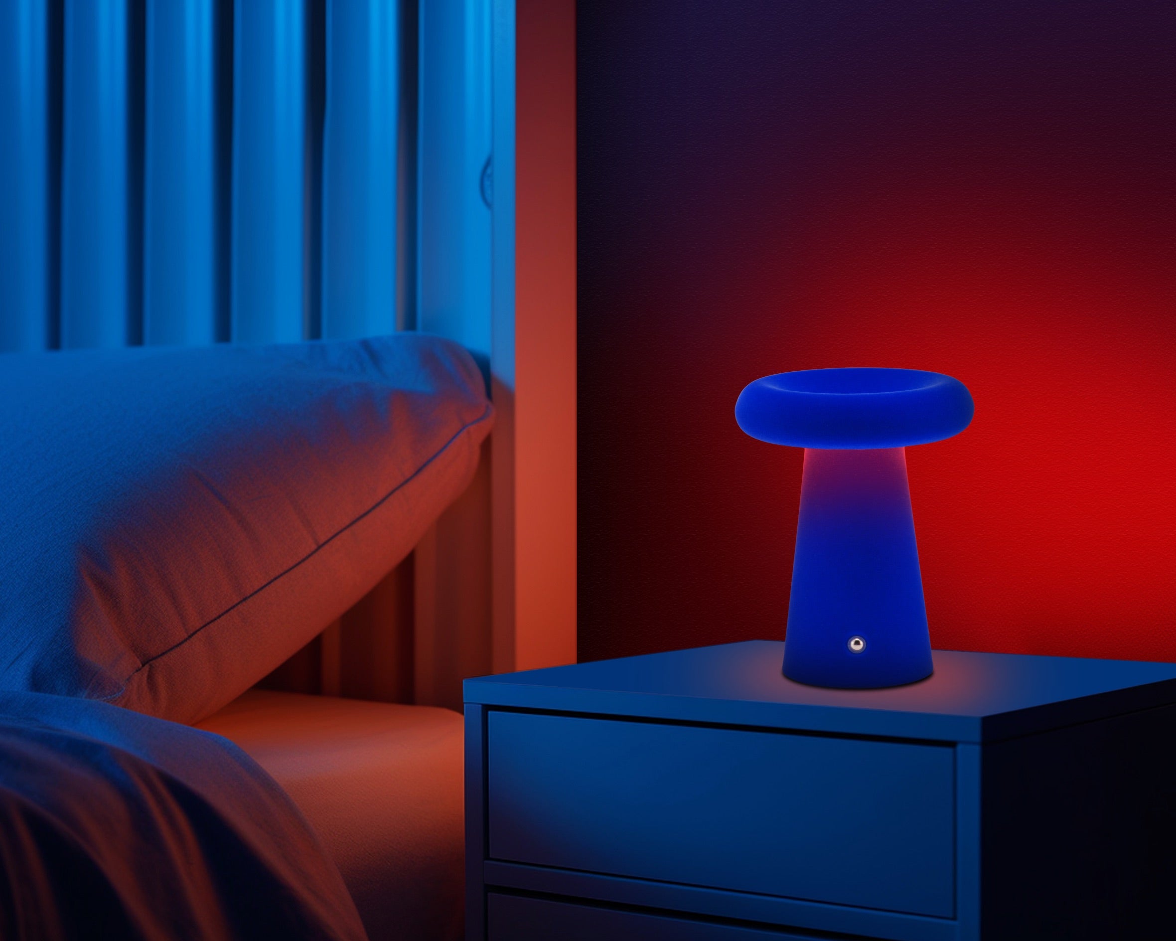 Designer Soft Blue Felt Rechargeable Lamp with Donut Shade 3-Way Touch Dimmable Image 7