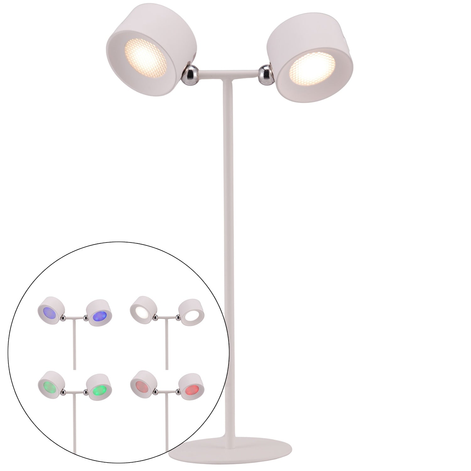 Tall White LED Colour Changing Rechargeable Remote Control Table Lamp Image 2