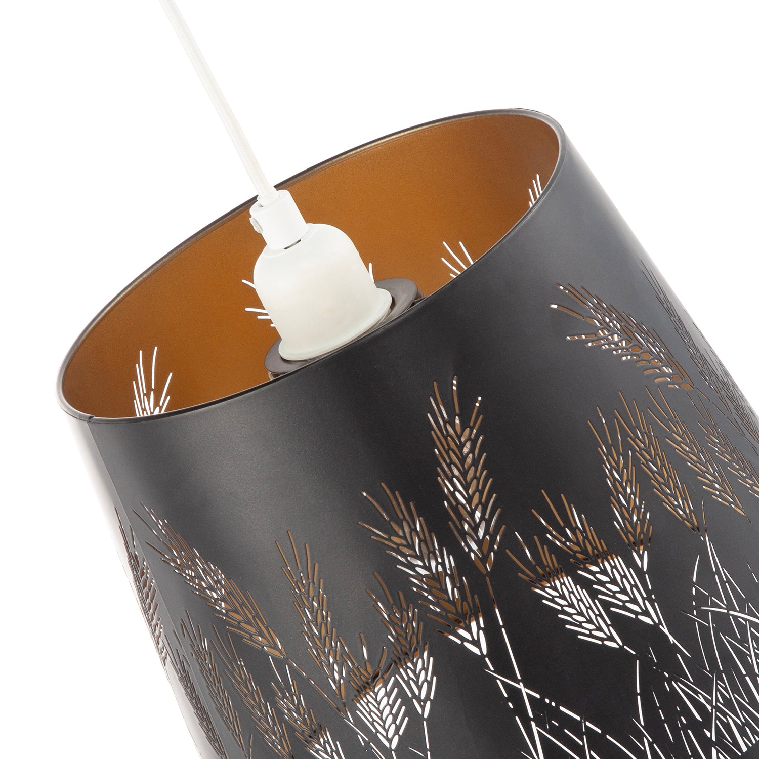 Corn Field and Grass Laser Cut Black Pendant Shade with Gold Inner Image 5