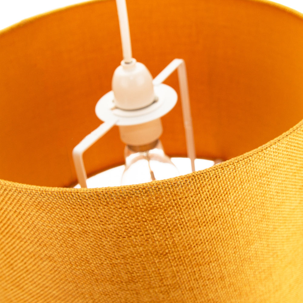 Contemporary and Sleek 14 Inch Ochre Linen Fabric Drum Lamp Shade 60w Maximum Image 3