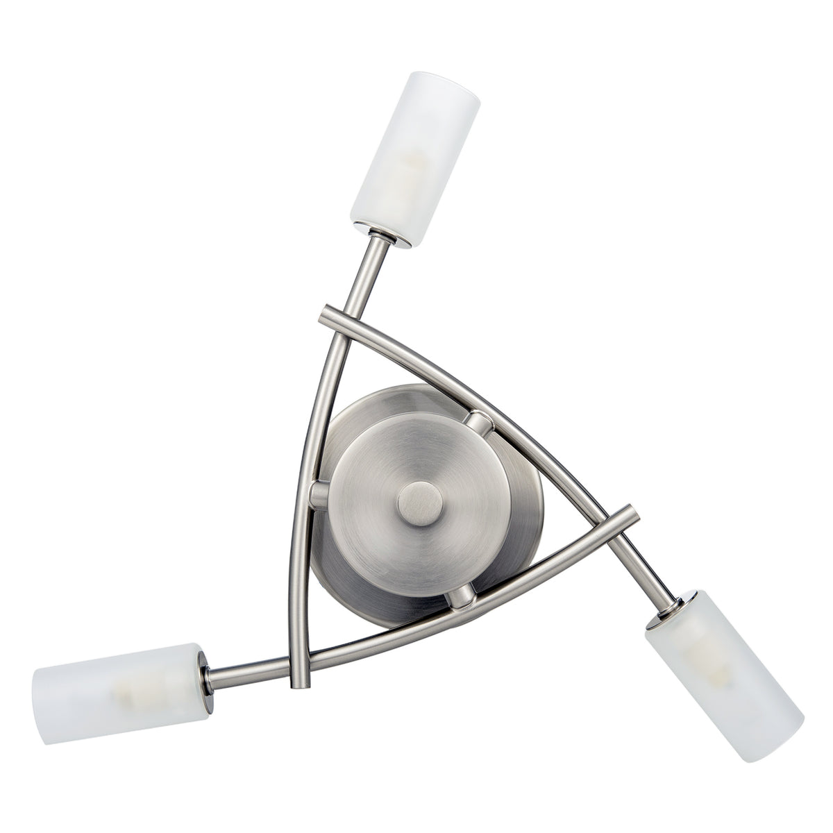 Contemporary 3-Arm Satin Nickel Ceiling Light with Tubular Shades Image 5