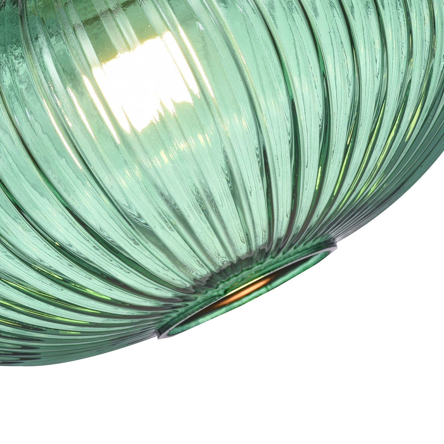 Modern Designer Emerald Forest Green Line Ribbed Glass Oval Pendant Lamp Shade Image 2