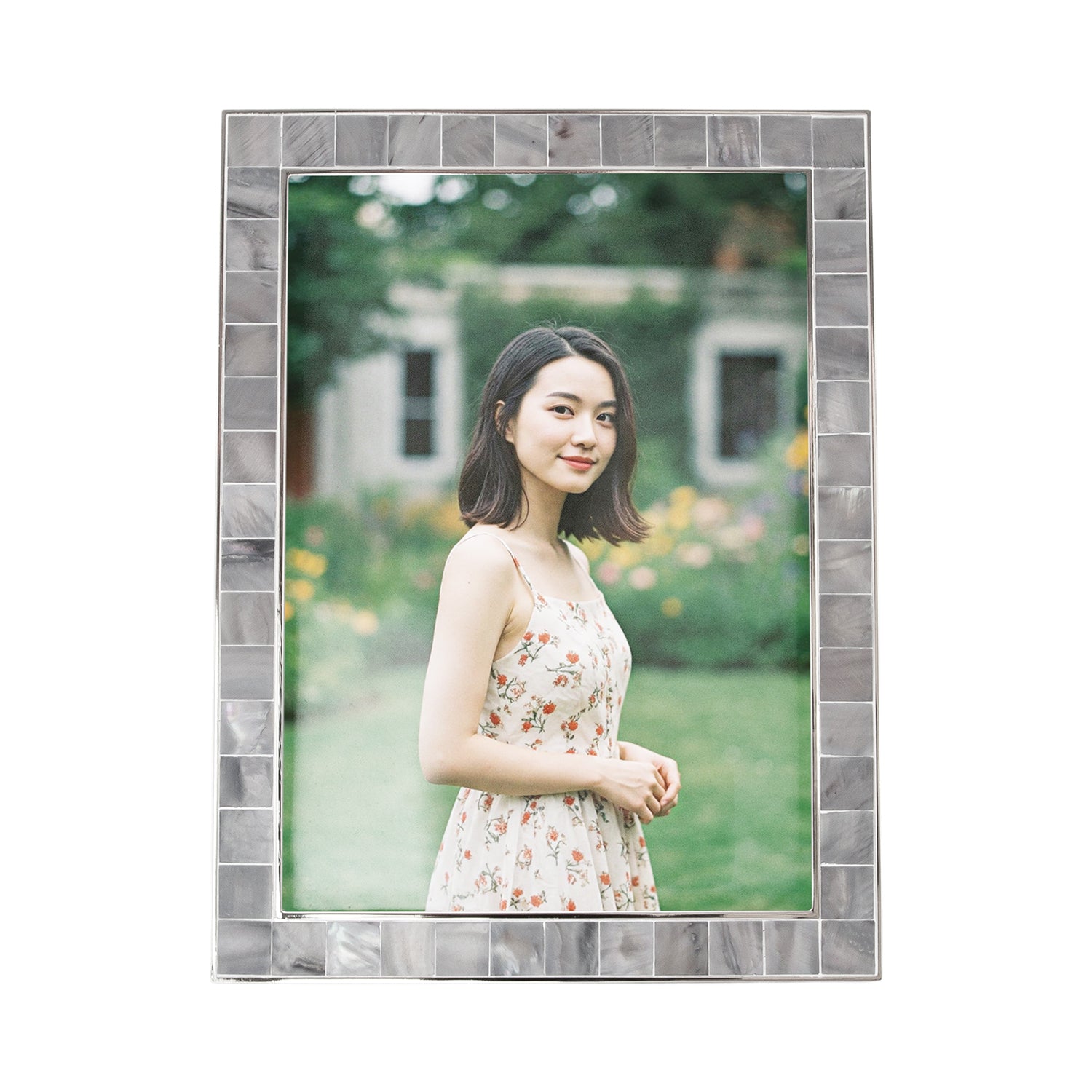 Beautiful Grey Mother of Pearl 5 x 7 Picture Frame with Nickel Trim Image 3