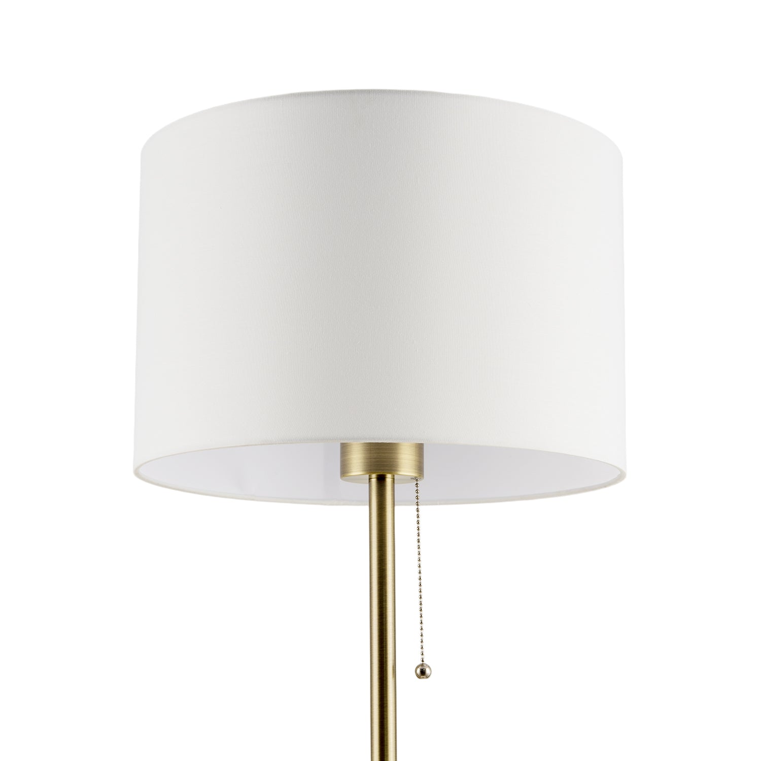 Classic Antique Brass Floor Lamp with Pull Switch and Cotton Shade Image 8