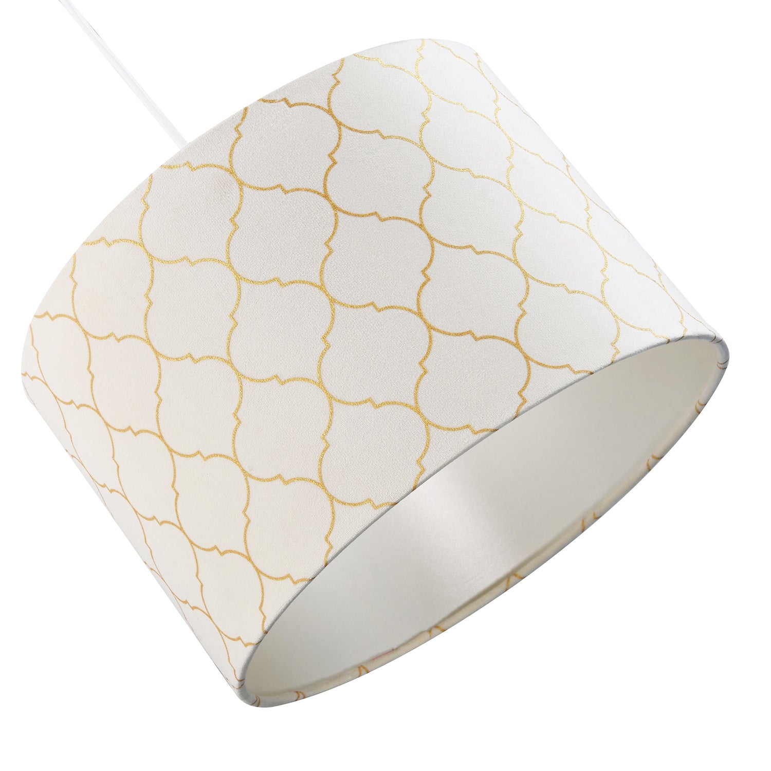 Modern Soft Brushable Light Cream Velvet 30cm Lamp Shade with Gold Foil Decor Image 3