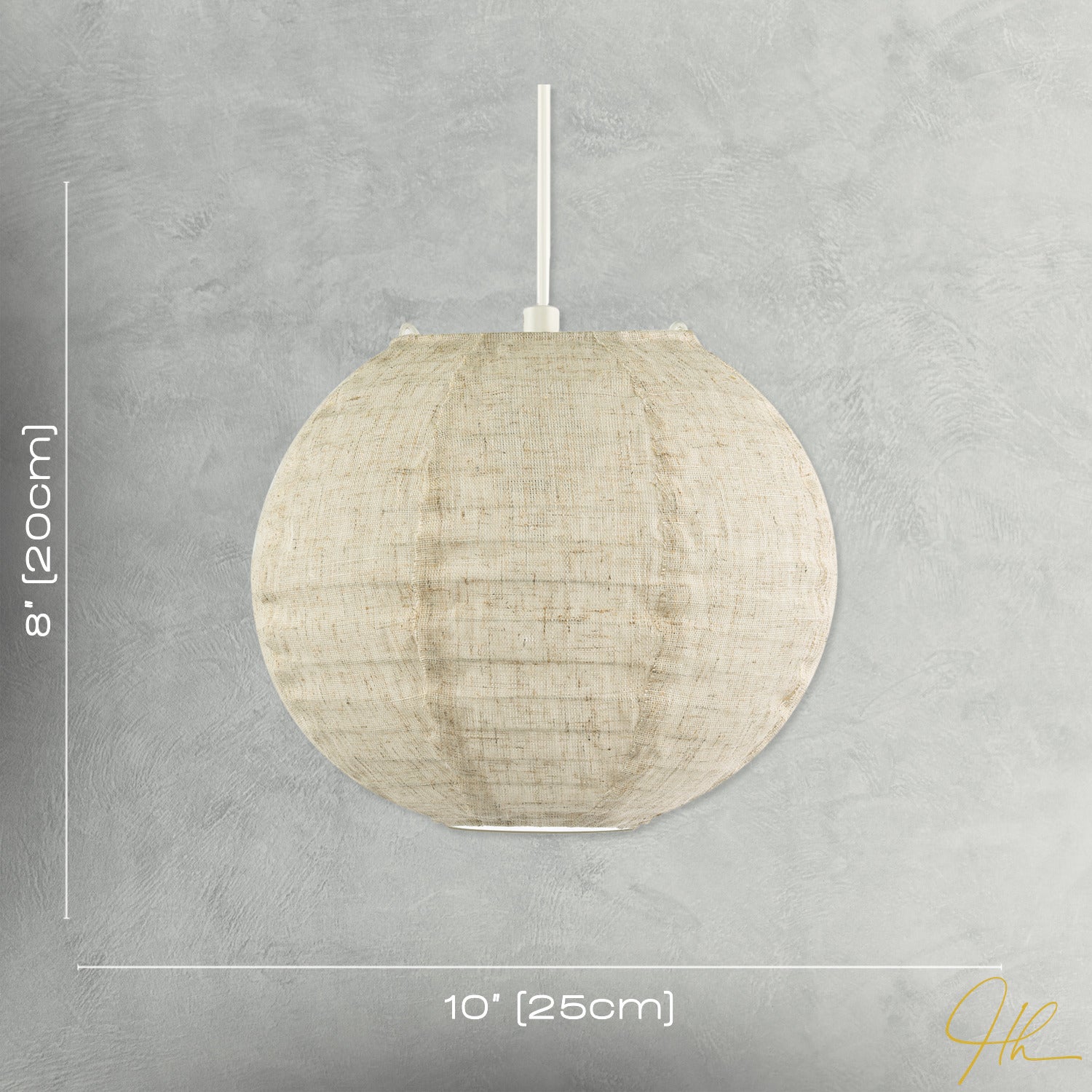 Chic Natural Linen Fabric Oatmeal Spherical Pendant Lighting Shade Image 7