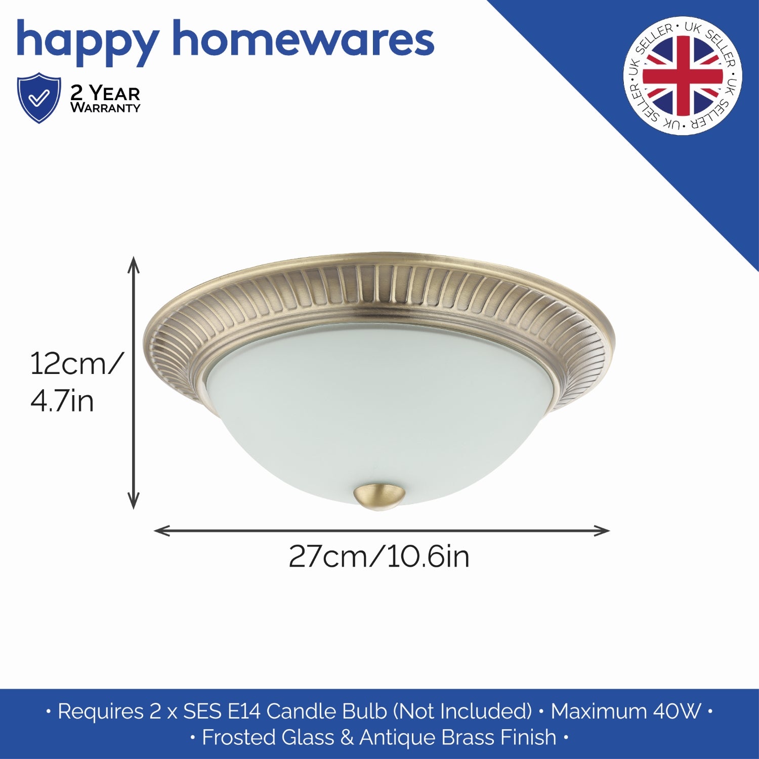 Traditional Antique Brass Flush Ceiling Light Fitting with White Glass Diffuser Image 6