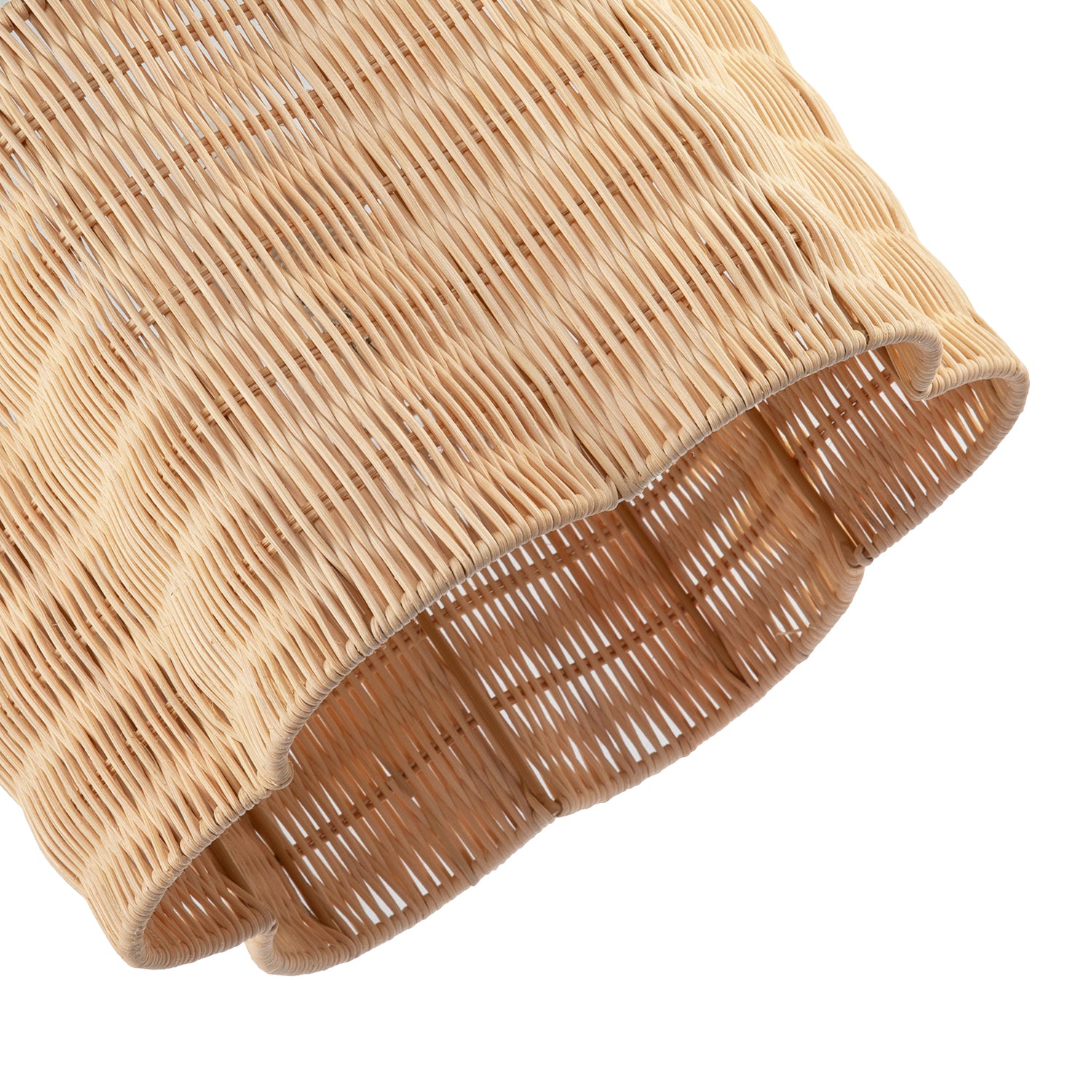 Classic Scallop Edged Natural Rattan Wicker Pendant Lighting Shade Image 5