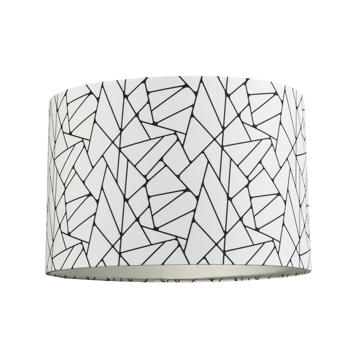 Off-White and Black Geometric Drum Lamp Shade with Inner Cotton Fabric Lining Image 1