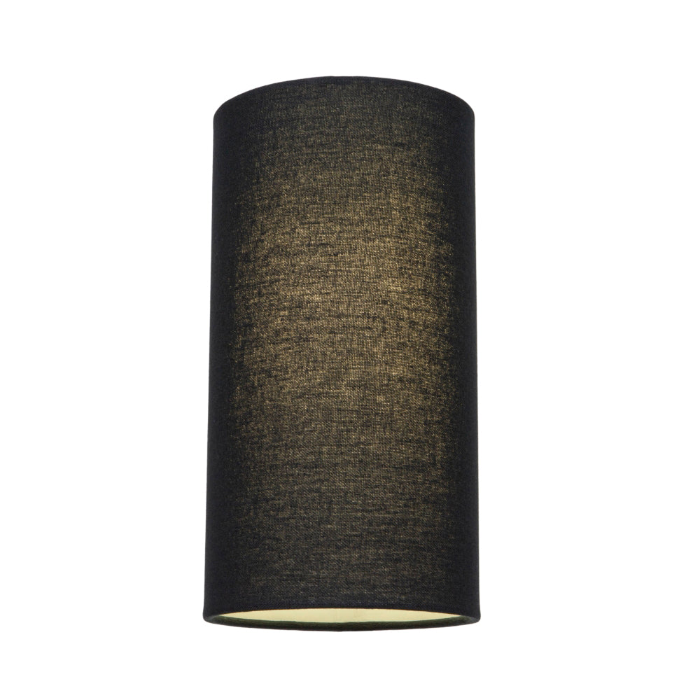 Contemporary and Stylish Jet Black Linen Fabric Tall Cylindrical 25cm Lamp Shade Image 2