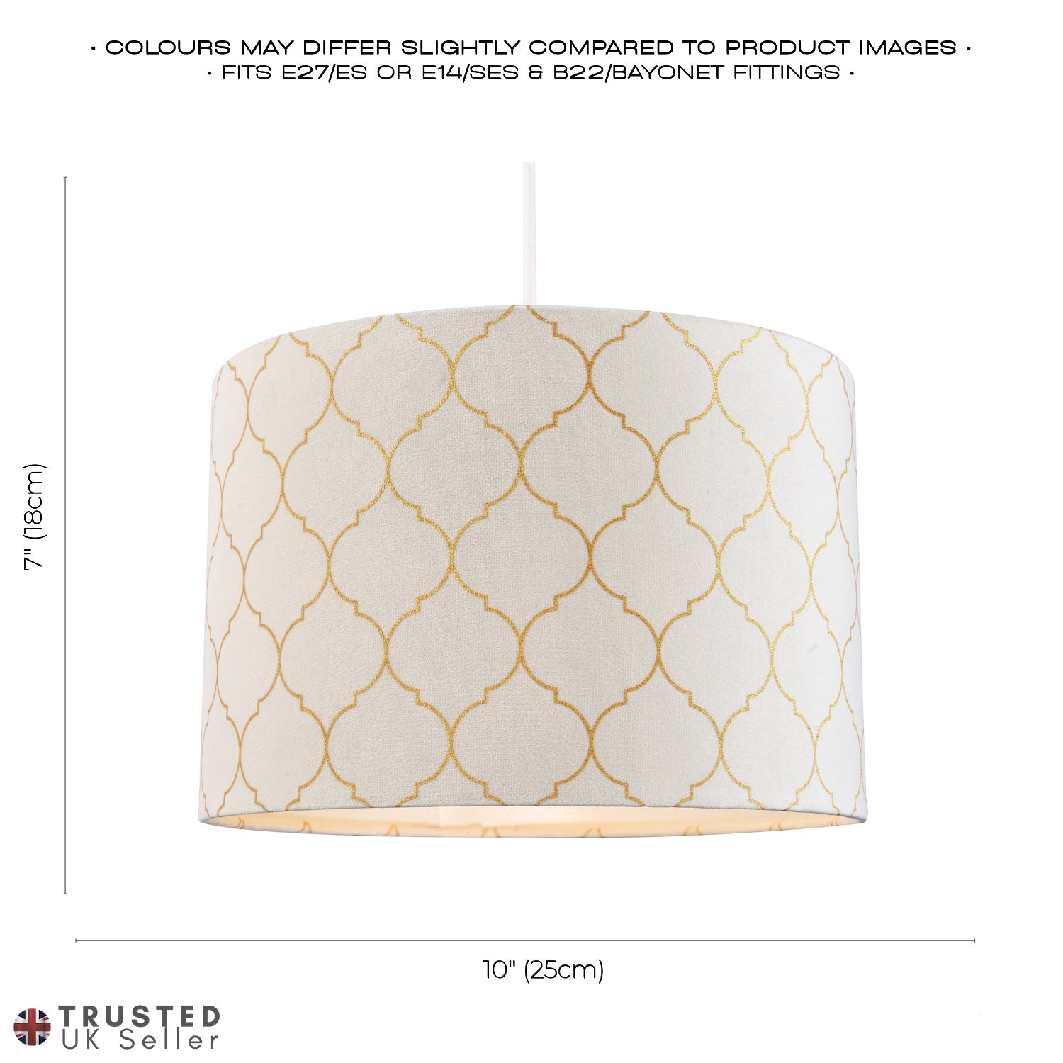 Modern Soft Brushable Light Cream Velvet 25cm Lamp Shade with Gold Foil Decor Image 5