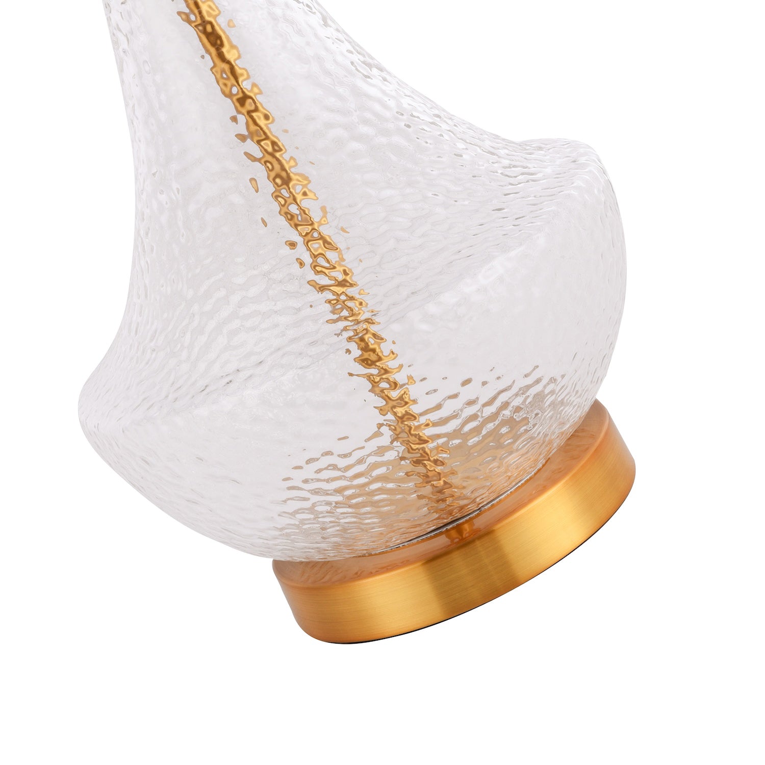 Designer Hammered and Dimpled Glass Table Lamp Base with Brushed Gold Metal Image 2