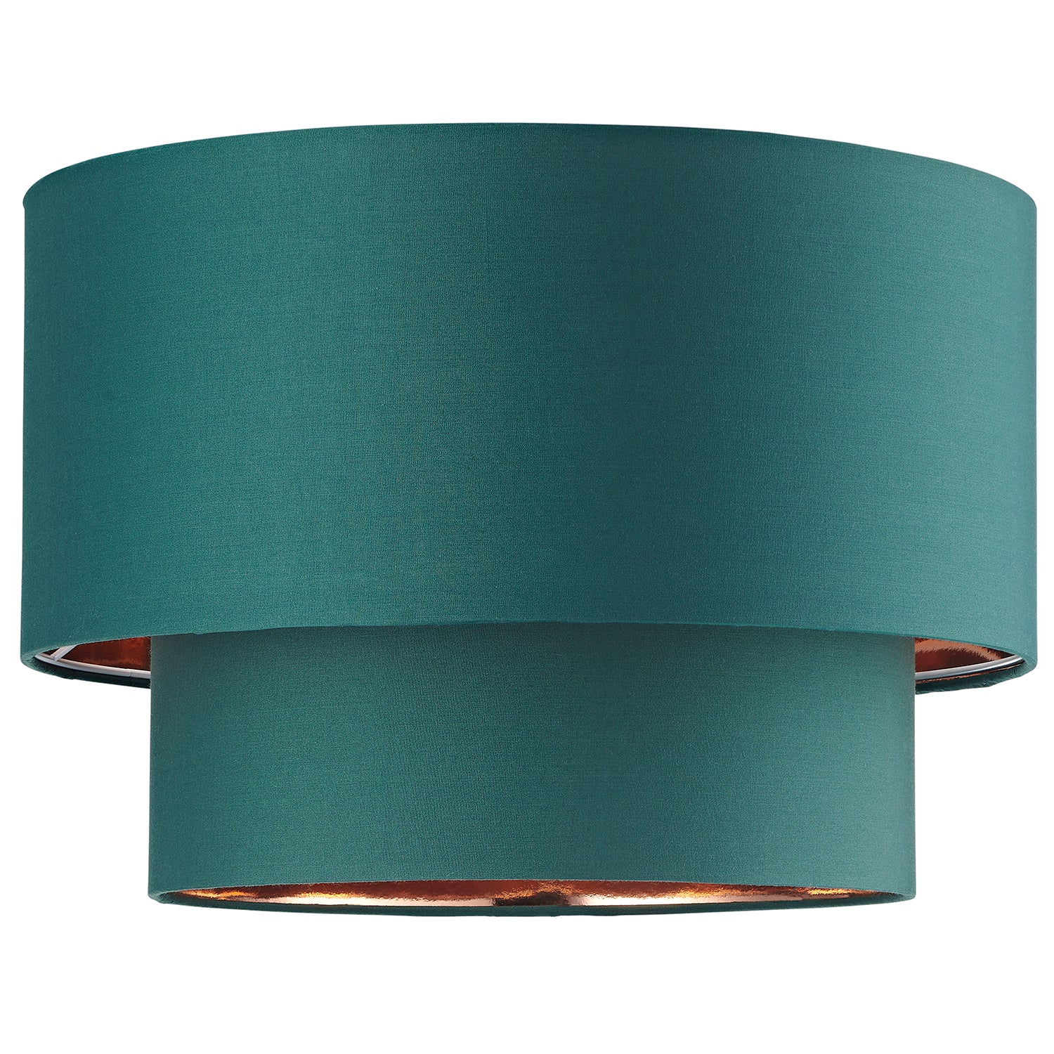 Designer Forest Green Cotton Double Tier Ceiling Shade with Shiny Copper Inner Image 1