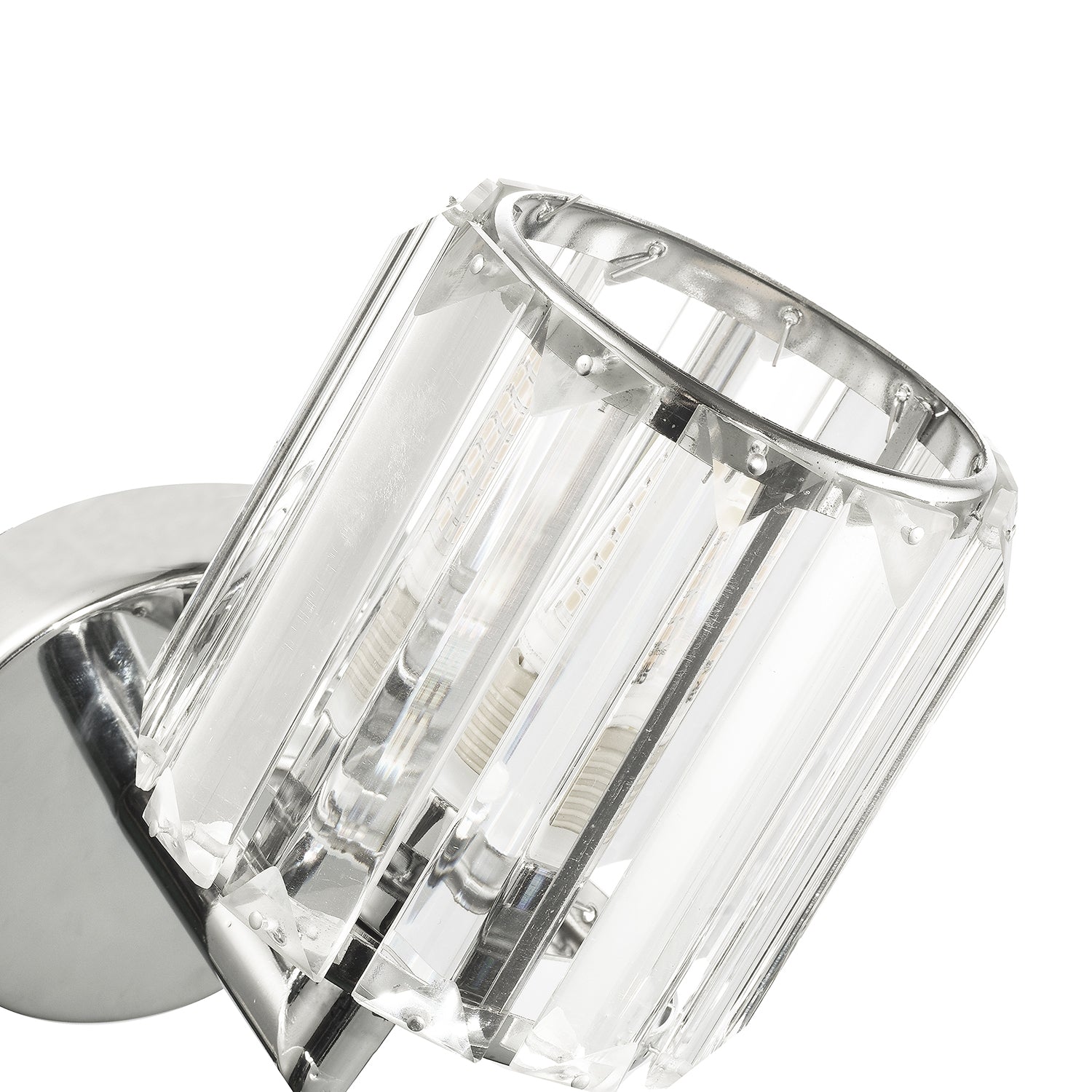 Modern Chrome Bathroom Light Fitting with Clear Glass Prisms and Pull Switch Image 5