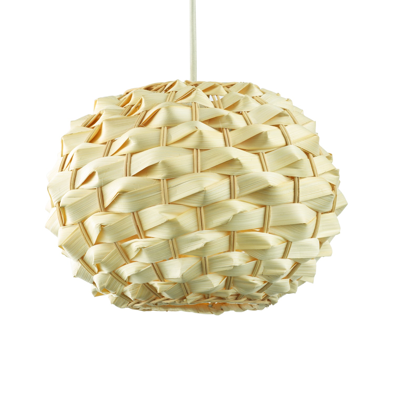 Designer Oval Bamboo Pendant Light Shade with Authentic Bamboo Ribbon Strapping Image 2