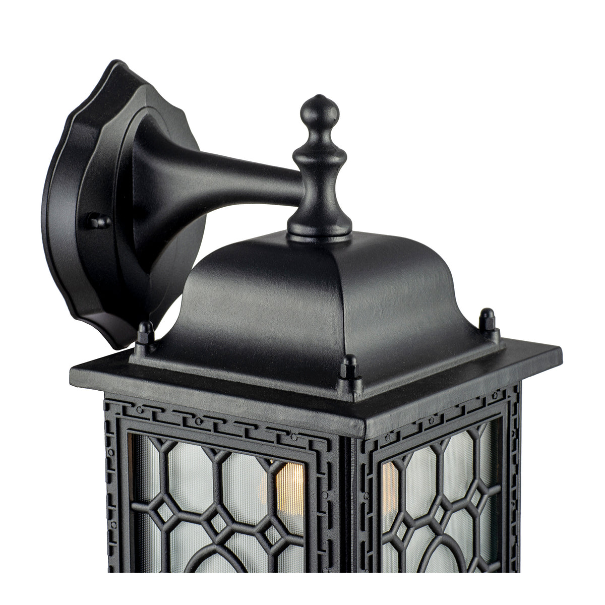 Ornate Heritage Lantern Style Matte Black Outdoor Wall Light Fitting Image 5