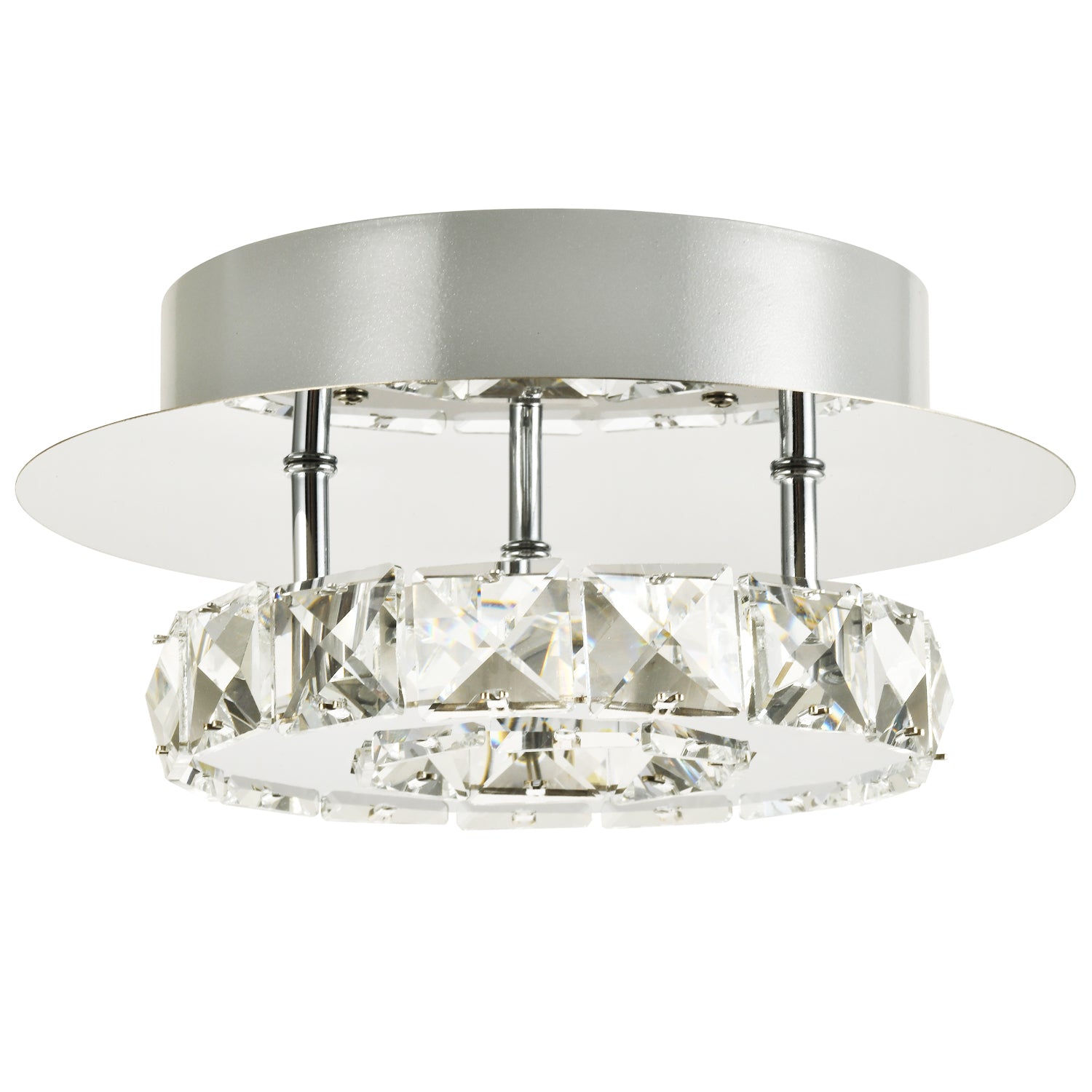 Modern LED Ceiling Light with Chrome Plated Metal and Clear Crystal Glass Beads Image 3