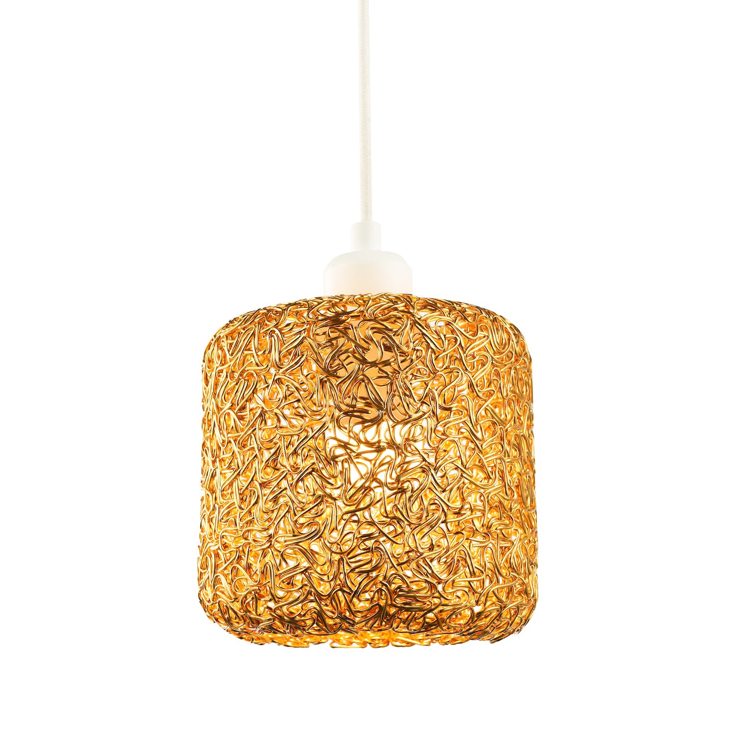 Industrial and Retro Style Twisted Wire Mesh Metal Light Shade in Shiny Gold Image 2