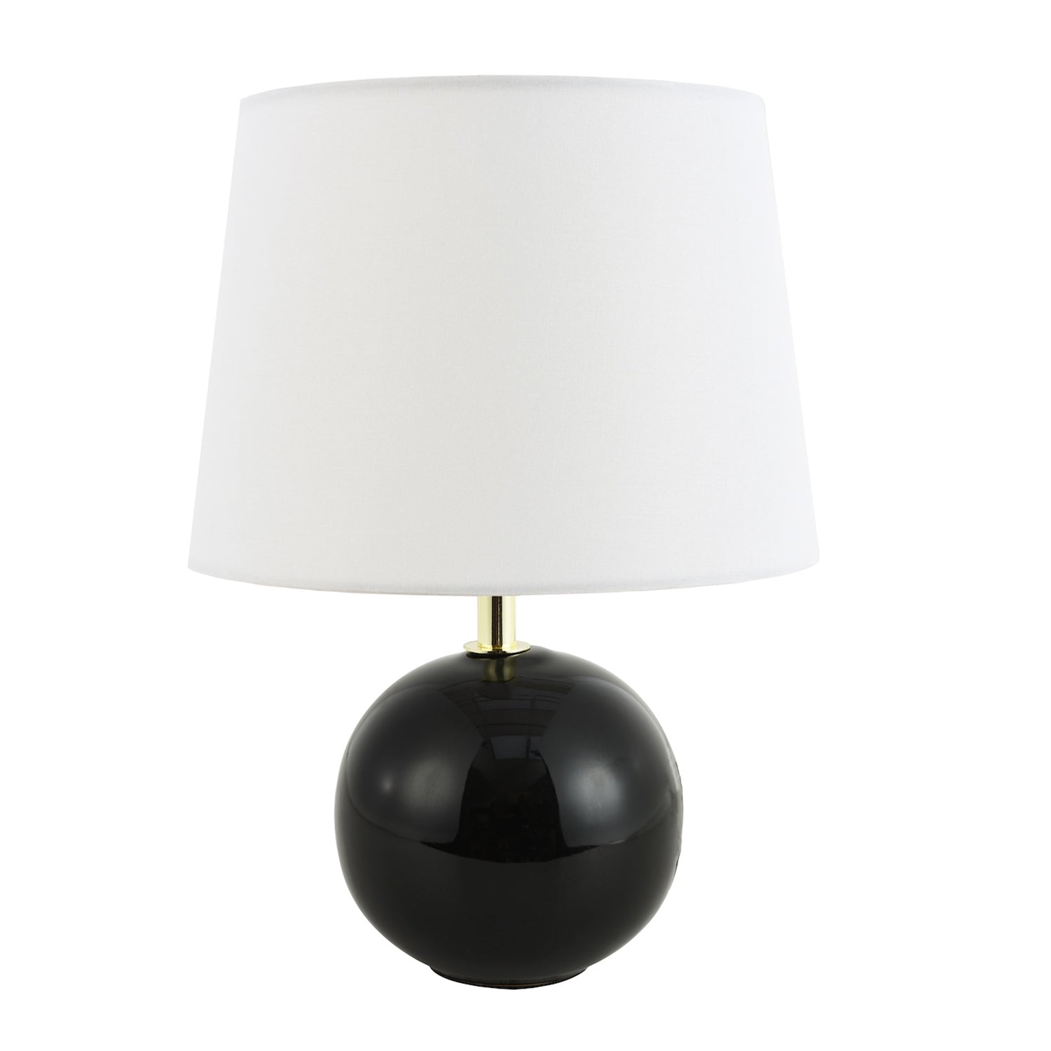 Traditional Round Ceramic Table Lamp Base in Black Gloss Finish with Gold Trim Image 2