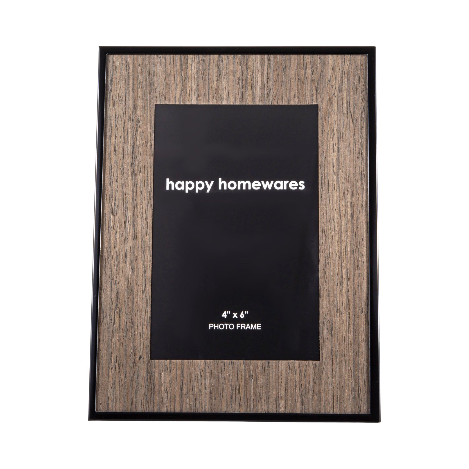 Traditional Dark Wood Effect 4x6 Picture Frame with Black Gloss Metal Trim Image 1