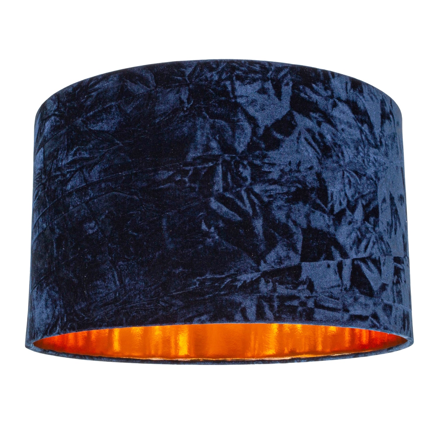 Modern Navy Blue Crushed Velvet 20" Floor/Pendant Lampshade with Copper Inner Image 1