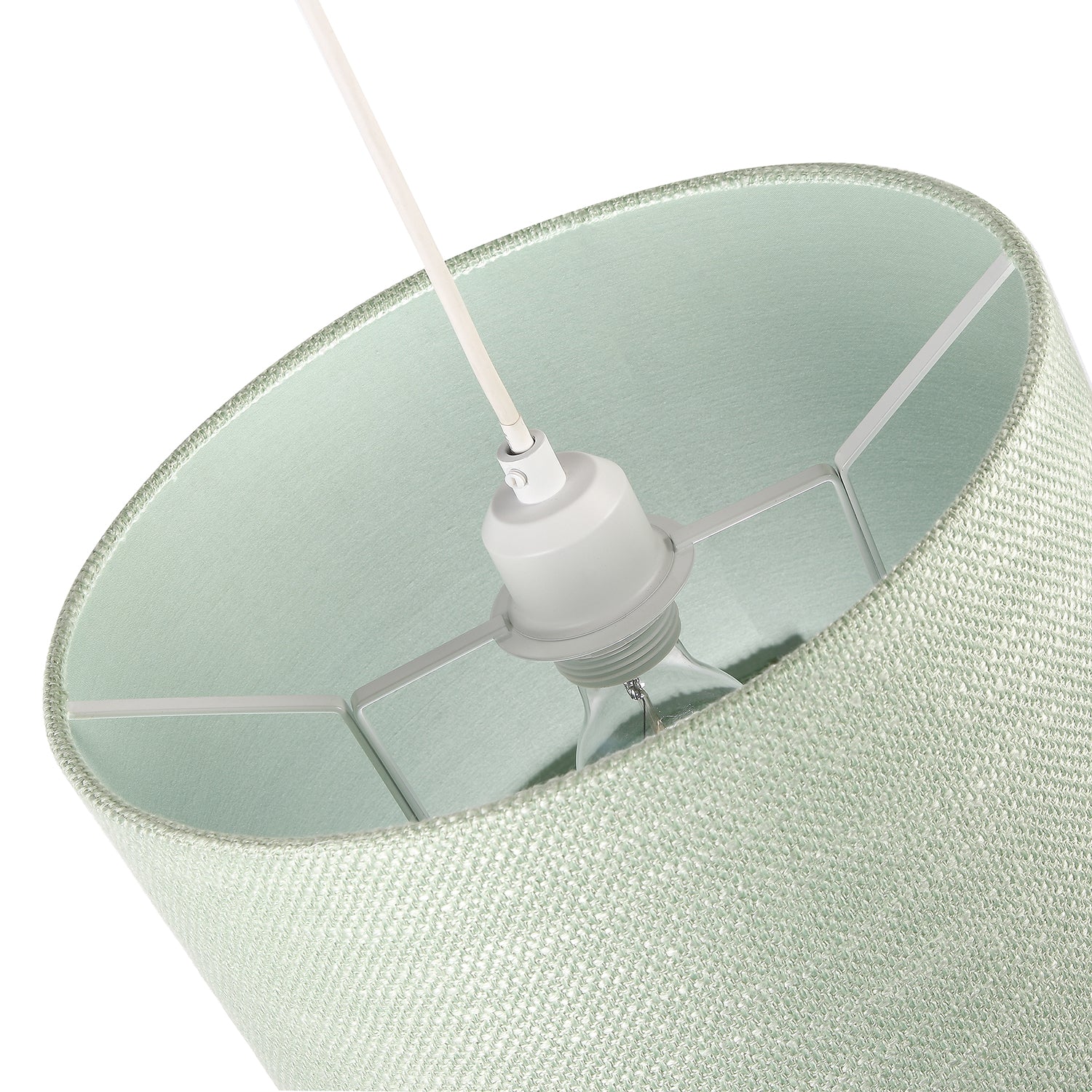 Designer Bobbled and Textured Linen Lamp Shade in Emerald Mint Green Image 3