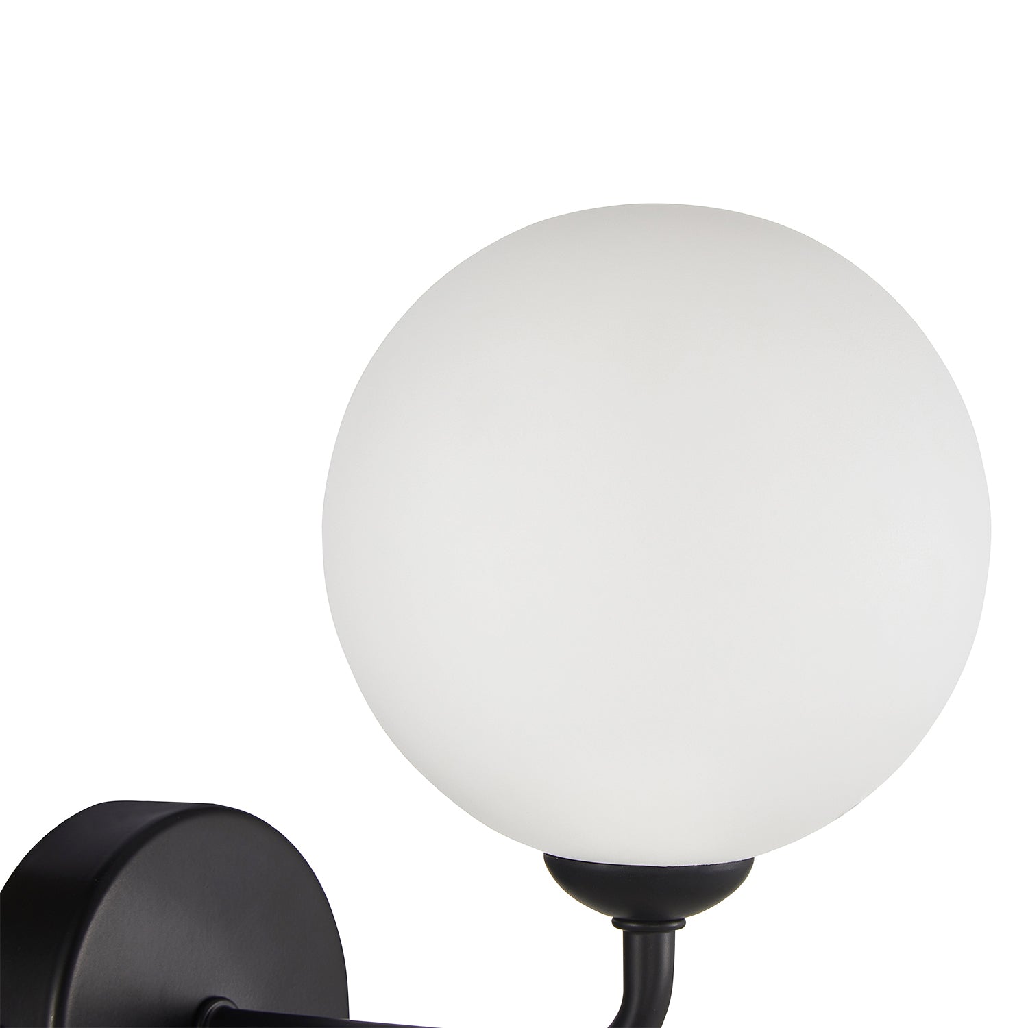 Contemporary Chic Matte Black Wall Light with Opal White Globe Glass Shade Image 3