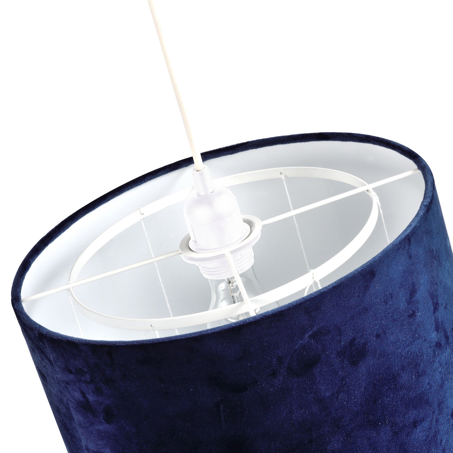 Soft Midnight Blue Velvet Pendant Lamp Shade with Hanging Felt Stars and Clouds Image 4