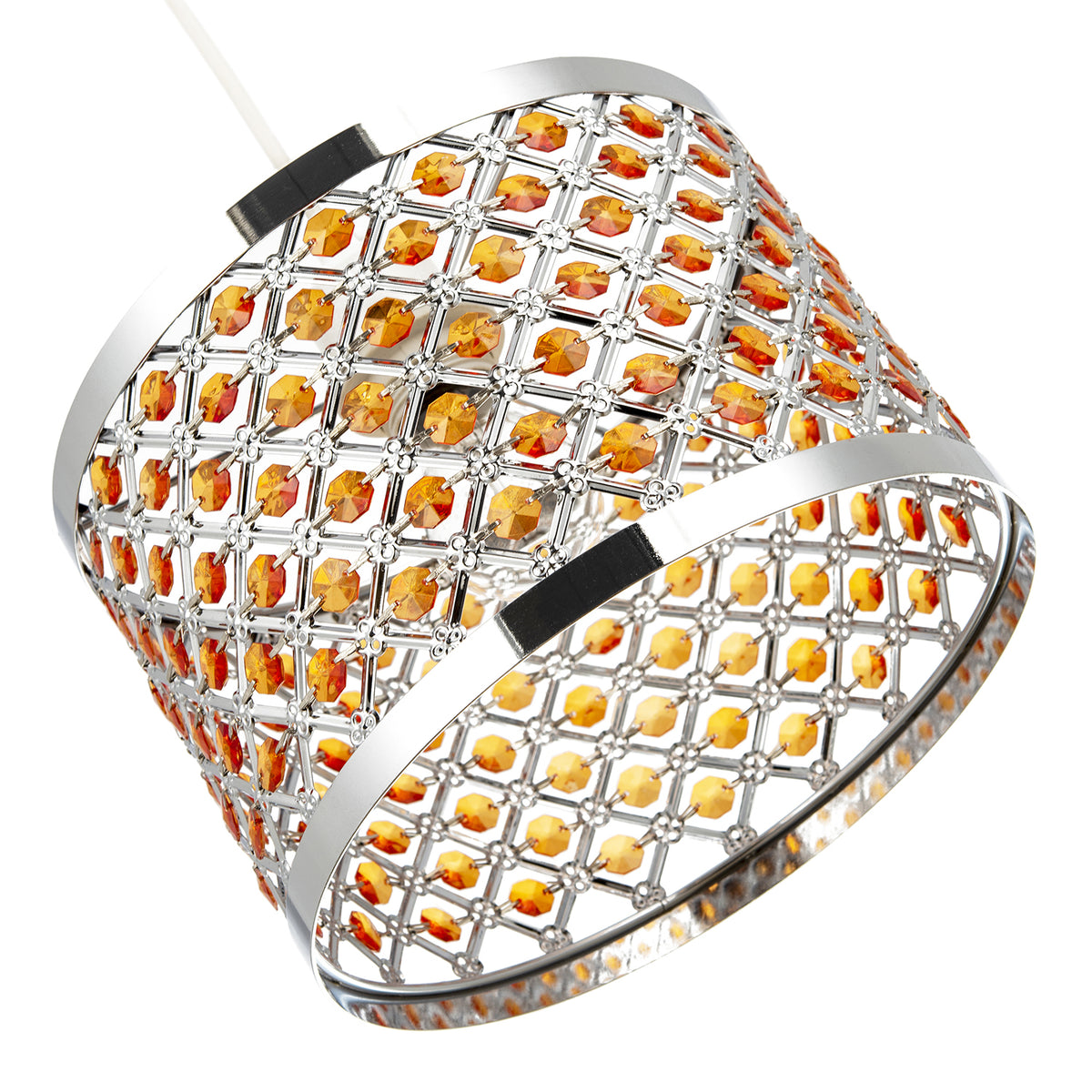 Modern Sparkly Ceiling Pendant Light Shade with Orange Acrylic Beads Image 5