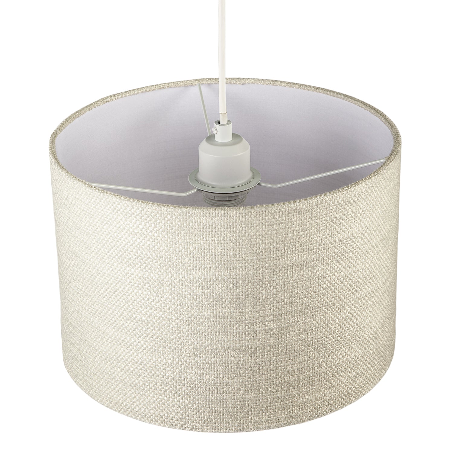 Coconut Milk Textured Linen Pendant Lighting Shade with Diffuser Image 3