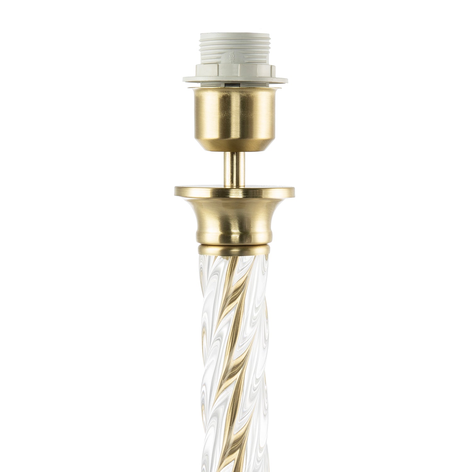 Satin Gold Table Lamp Base with Twisting Clear Glass Designer Feature Image 2