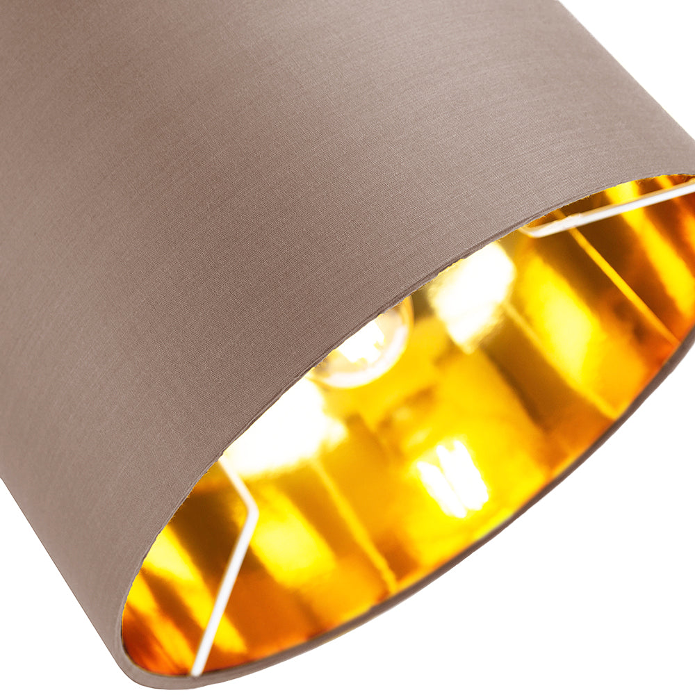 Contemporary Taupe Cotton 12" Table/Pendant Lamp Shade with Shiny Copper Inner Image 2