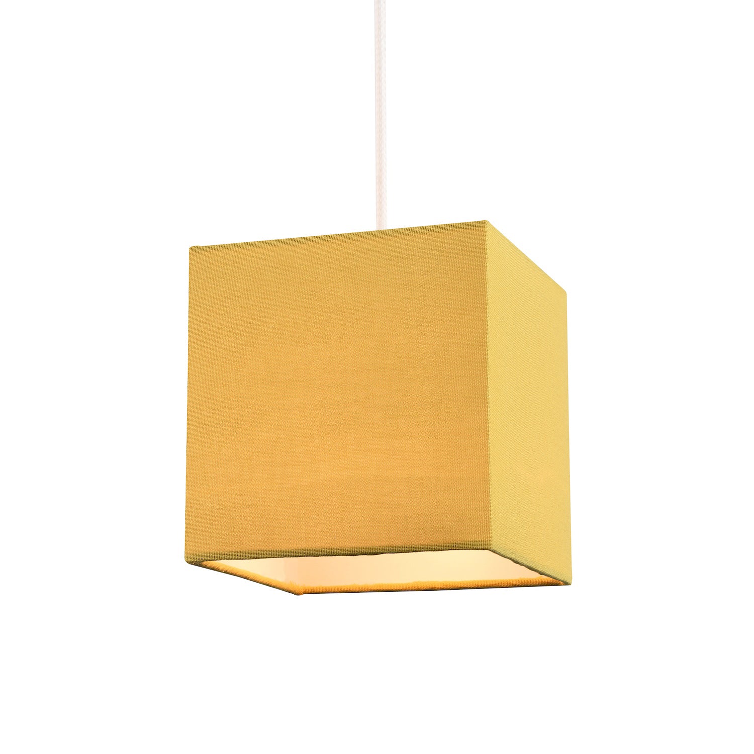 Contemporary and Stylish Mustard Ochre Linen Fabric Square 16cm Lamp Shade Image 2