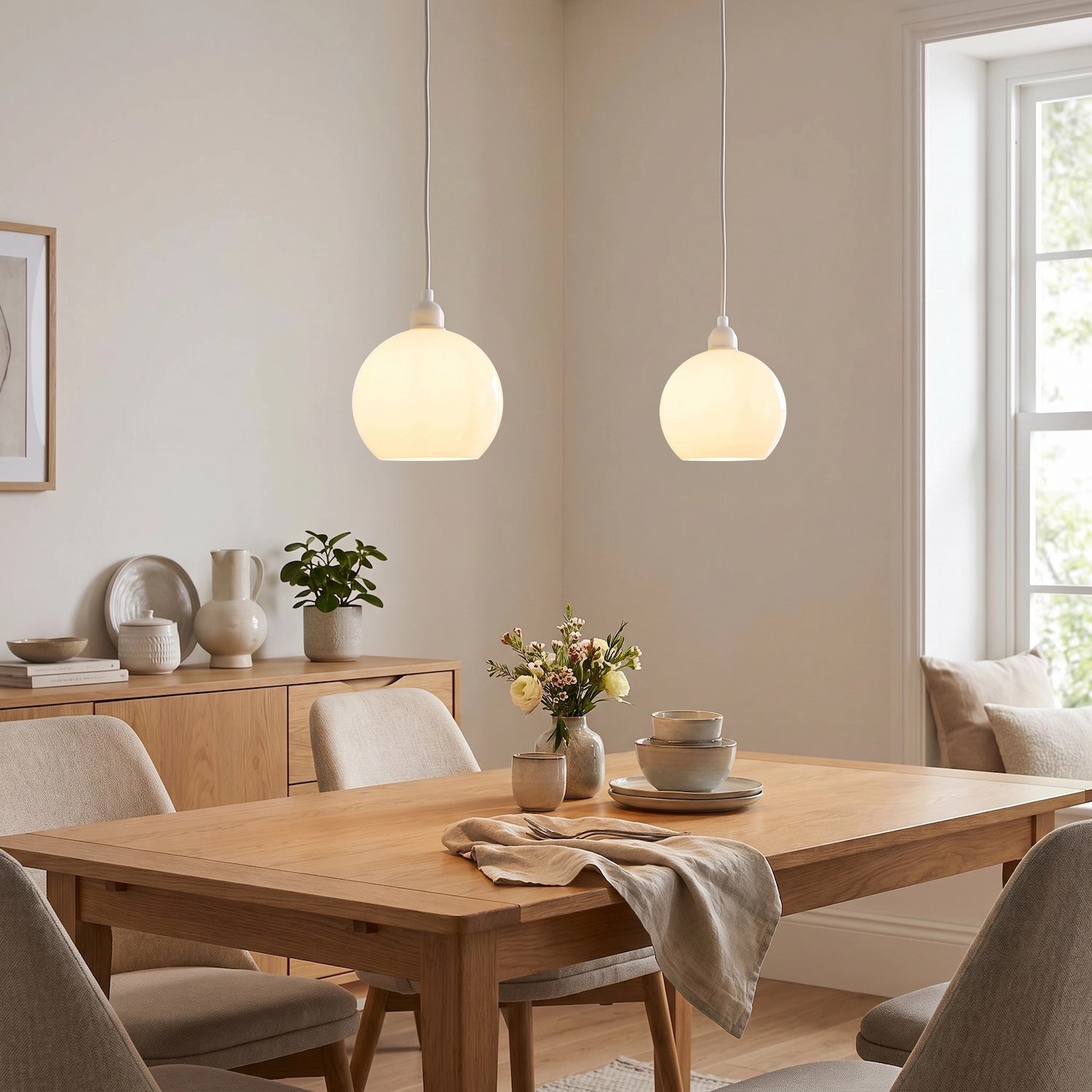 Simple and Classic Opal White 20cm Glass Ball Pendant Lighting Shade Image 6