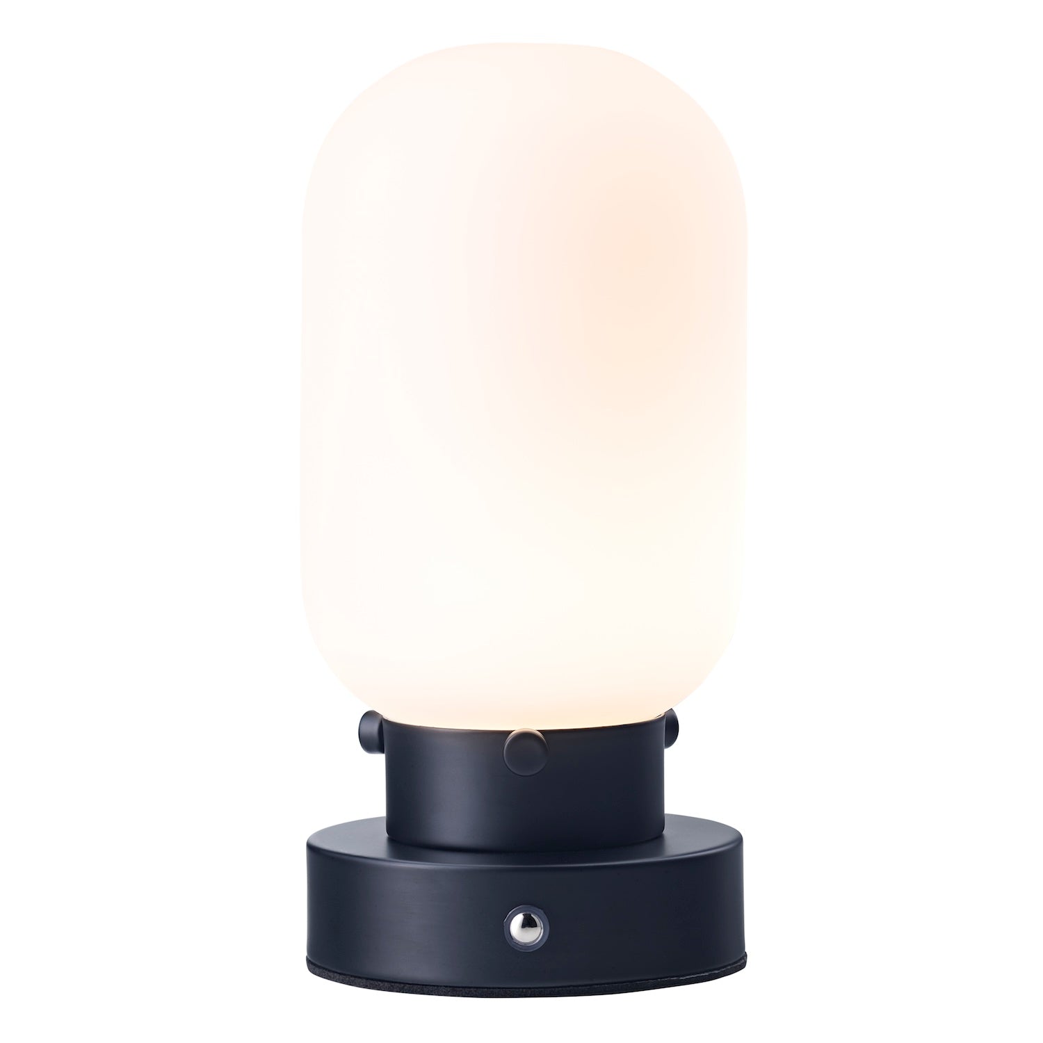 Chic Matte Black Rechargeable Touch Dimmable Table Lamp with Rounded White Shade Image 2