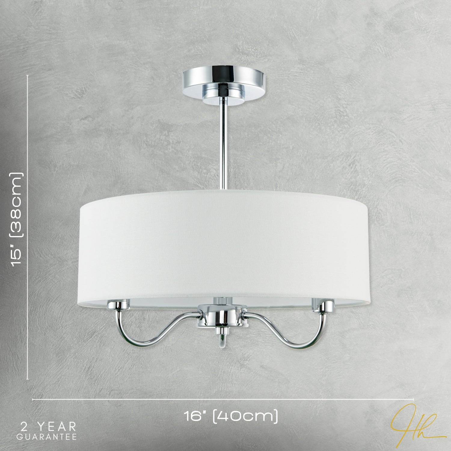 Chic Chandelier Semi Flush Ceiling Light in Polished Chrome with Shade Image 7