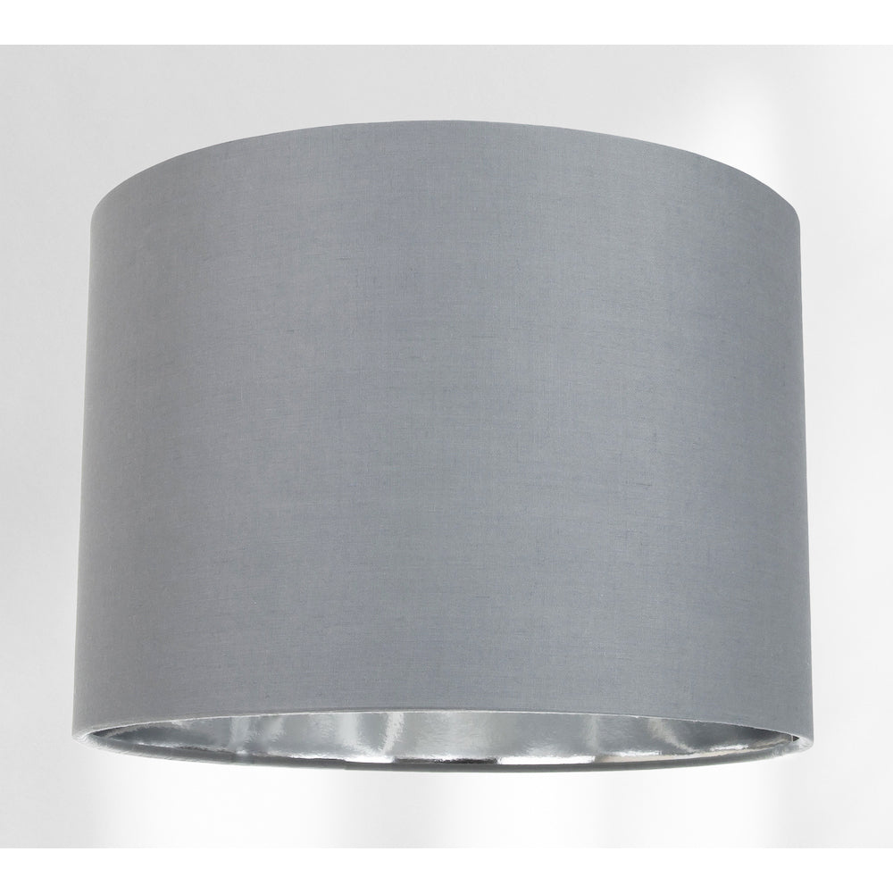 Contemporary Grey Cotton 12" Table/Pendant Lamp Shade with Shiny Silver Inner Image 2